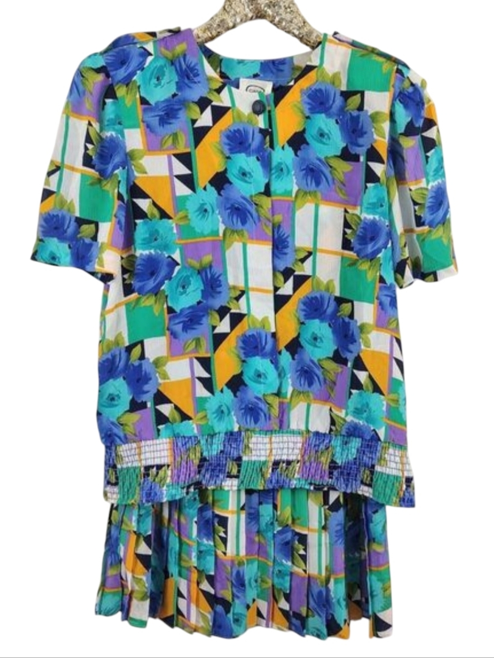 Vintage 80s Cami Womens Multicolor Plus Size Skirt Set size 16